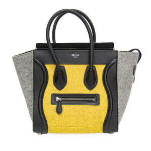 Celine Luggage Micro Shopper Women's Leather,Felt Handbag Black,Gray,Yellow